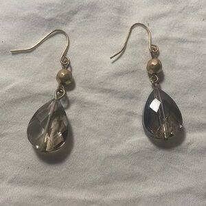 Smokey Quartz Teardrop Hook Earrings